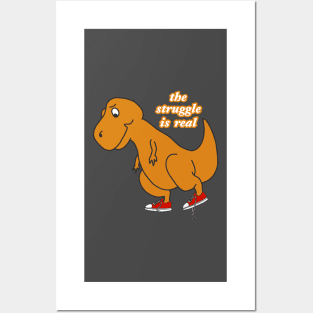 Retro T-Rex Struggle Vintage 90s Aesthetic dinosaur Posters and Art